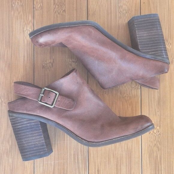 Lucky Brand Machiko Mule Slingback Stack Heeled Bootie Brown Leather size 8 / 38 - Picture 13 of 16